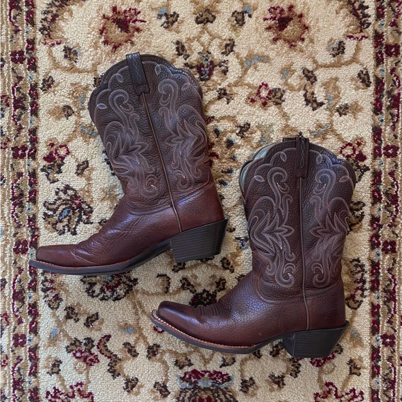 Ariat Boots Legend Oiled Square Toe Brown Western Cowgirl - Picture 10 of 12
